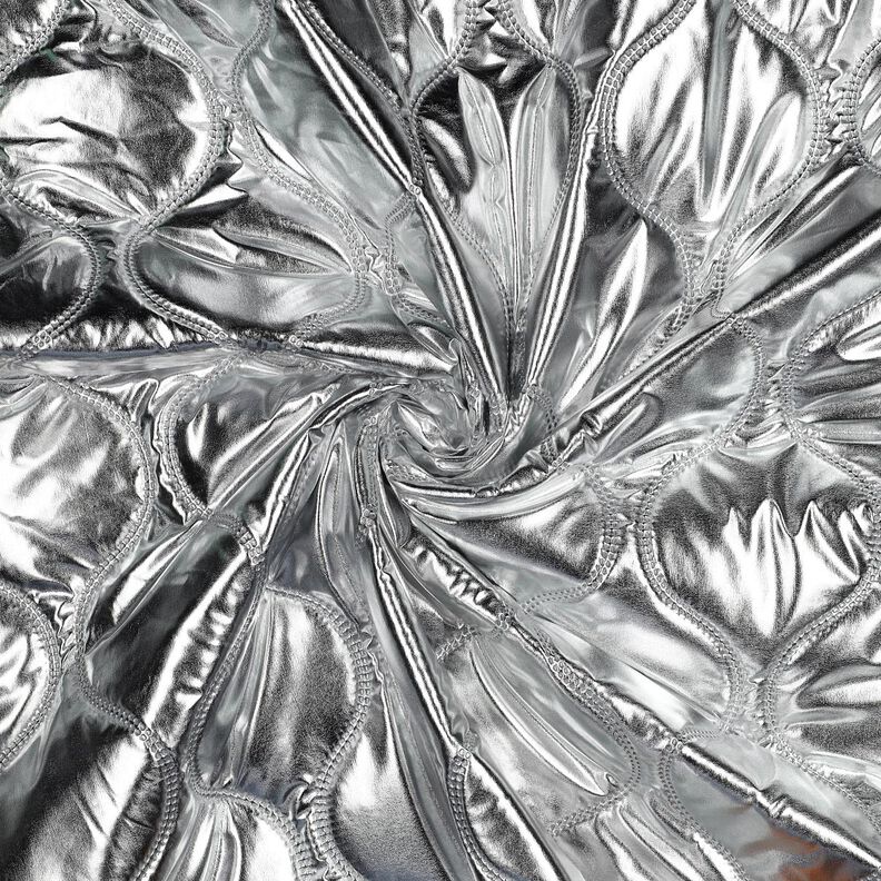 Steppstoff Schlangenlinien – silber metallic, image number 3