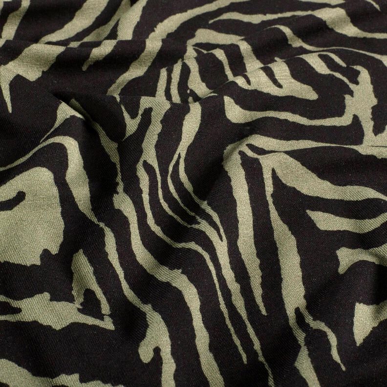 Viskosejersey Zebraprint – hellkhaki/schwarz,  image number 2