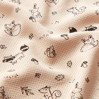 Waffeljersey Waldtiere – natur/schwarz, 