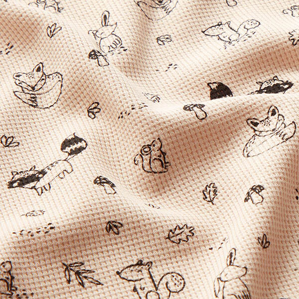 Waffeljersey Waldtiere – natur/schwarz, image number 2