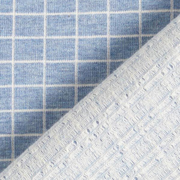 Baumwolljersey Karomuster – stahlblau | Reststück 50cm