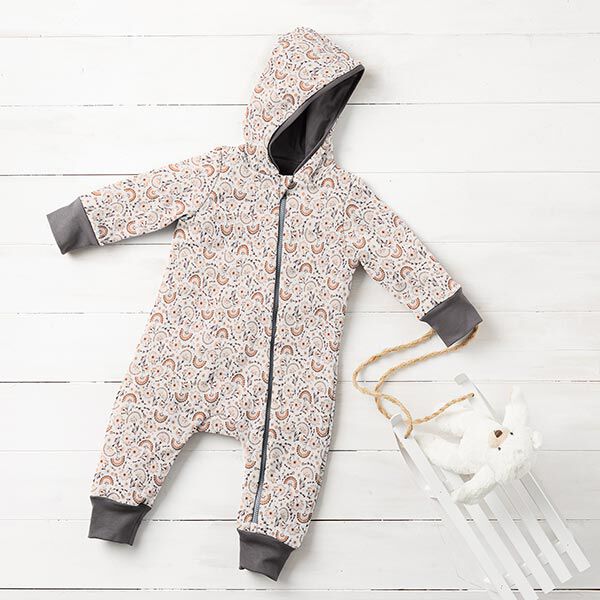 Alpenfleece süße Blümchen – wollweiss | Reststück 60cm