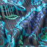 Chiffon Satin- und Glitzerstreifen Paisley-Blumen – türkis/schwarz,  thumbnail number 3
