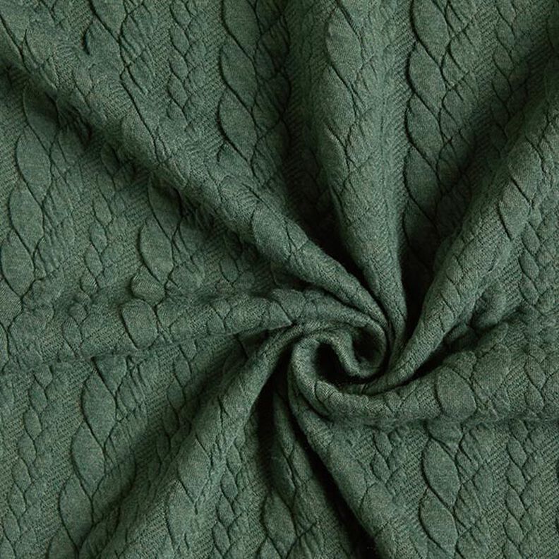 Jerseyjacquard Cloqué Zopfmuster – dunkelgrün,  image number 3