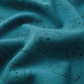 Sweatshirt angeraut Hunde-Gesichter – petrol, 