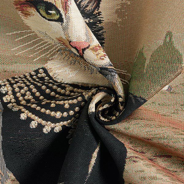 Dekopanel Gobelin elegante Katze – dunkelbeige/schwarz