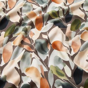 Baumwolljersey Aquarellblüten Digitaldruck – kupfer/pistazie, 