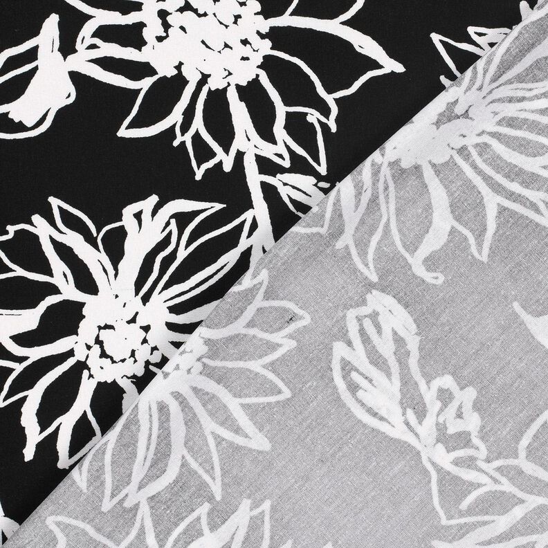 Viskose-Leinen-Mix abstrakte Sonnenblumen – schwarz/weiss,  image number 4