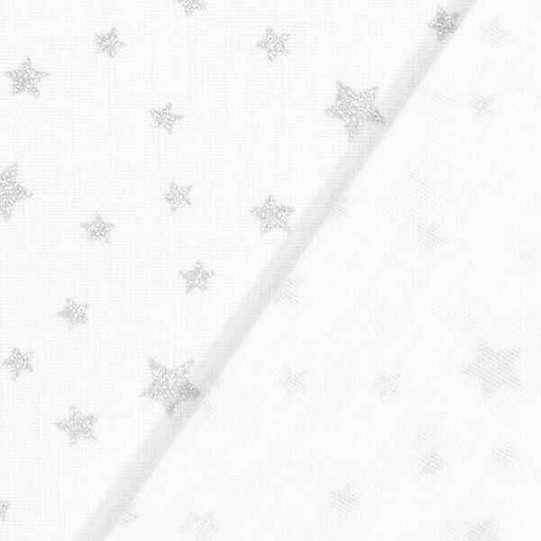 Baumwollstoff Cretonne kleine Glitzersterne – silber | Reststück 100cm