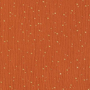 Baumwoll Musselin verstreute Goldtupfen – terracotta/gold, 
