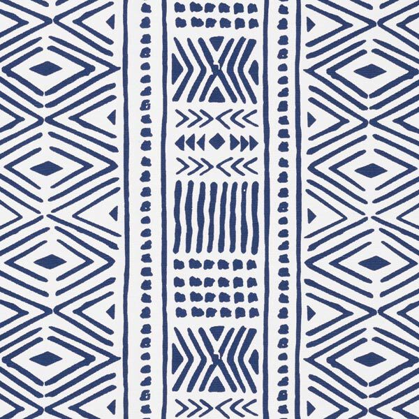 Dekostoff Canvas Ethno – marineblau/weiss | Reststück 50cm