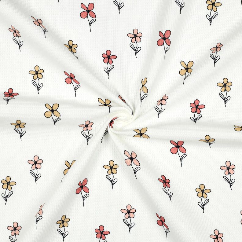 Waffeljersey Blumen | Poppy Fabrics – elfenbein/apricot, image number 3