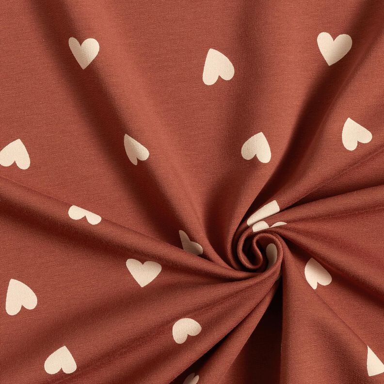 French Terry Sommersweat verstreute Herzen &ndash; dunkelrot,  image number 3