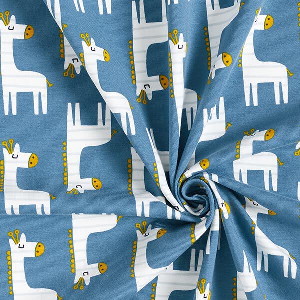 Bio-Baumwolljersey Giraffen – jeansblau – Muster, image number 3