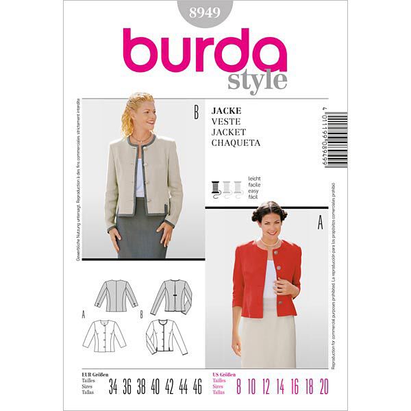 Kurzjacke | Burda 8949 | 34-46, image number 1