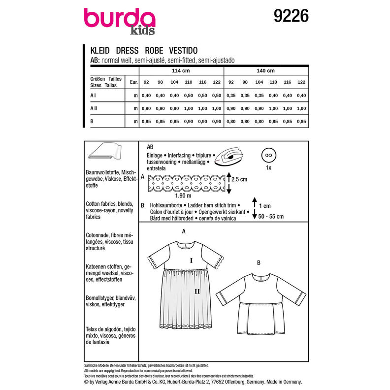 Kleid | Burda 9226 | 92-122,  image number 9