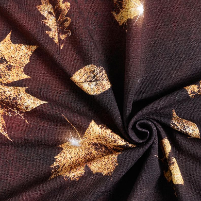 French Terry goldener Herbst | Glitzerpüppi – burgunder/gold, image number 3