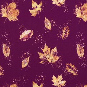 French Terry goldene Herbstblätter | Glitzerpüppi – traube/gold, 