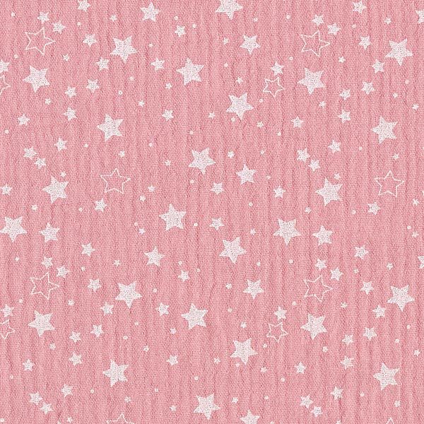 Musselin/ Doppel-Krinkel Gewebe Sternchen – rosa