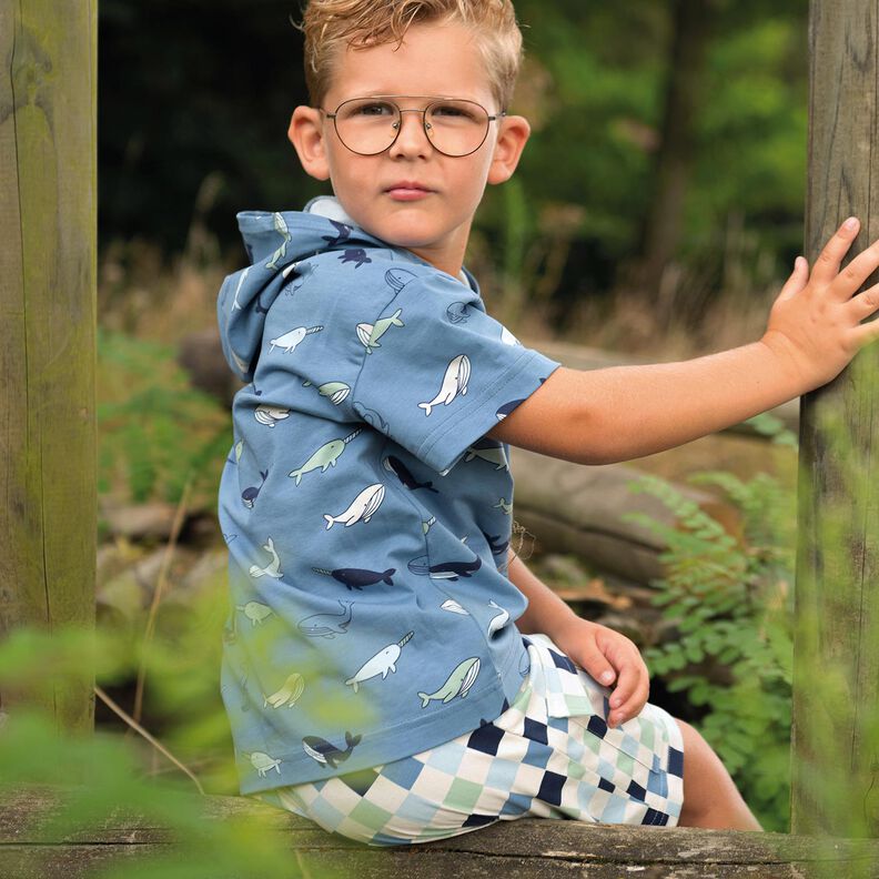 Baumwolljersey süße Wale | Poppy Fabrics – blaugrau/marineblau,  image number 6