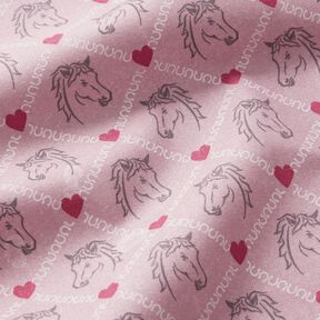Baumwollstoff Cretonne Pferde und Herzen rosa – rosa, 