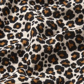 Musselin/ Doppel-Krinkel Gewebe Leo Print – helltaupe/schwarz, 