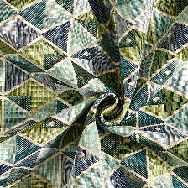 Dekostoff Gobelin geometrische Fische – blau/grün | Reststück 100cm