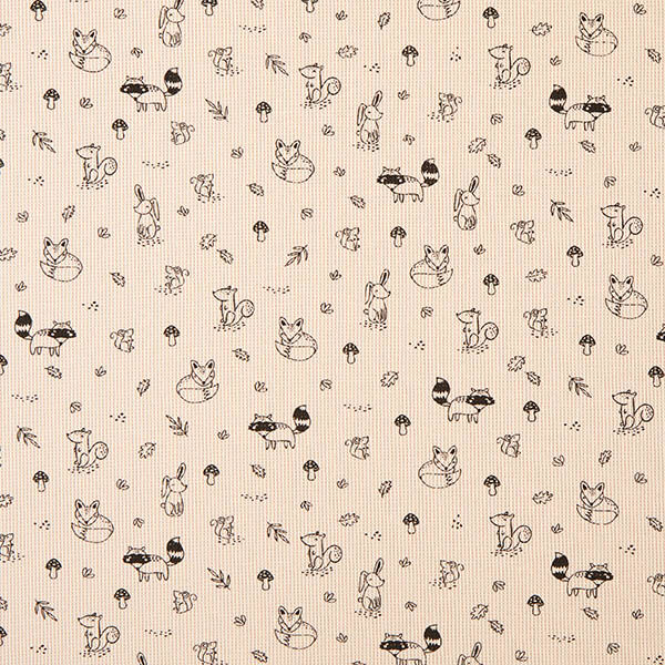 Waffeljersey Waldtiere – natur/schwarz, image number 1