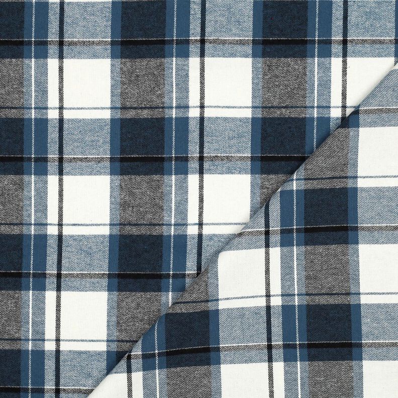 Baumwollflanell großes Karo – jeansblau/wollweiss, image number 3