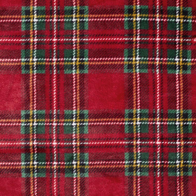 Kuschelfleece klassisches Karo – dunkelrot/tannengrün,  image number 1