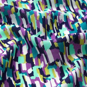 Cr&ecirc;pe Gewebe Pinselstriche &ndash; hellmint/rotlila, 