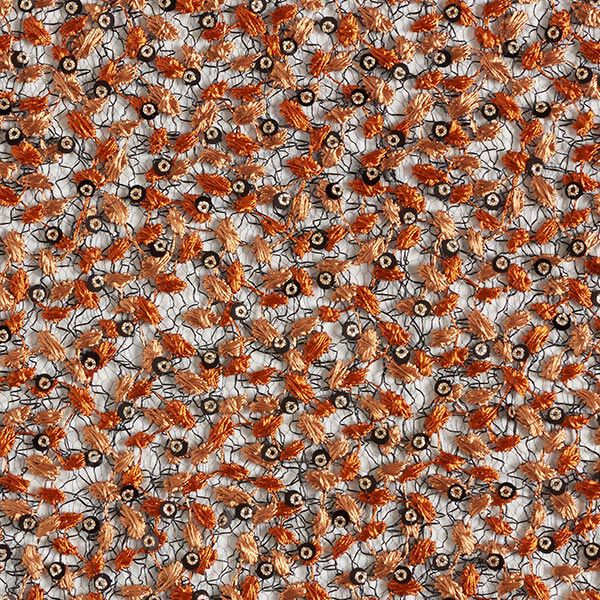 Spitzenstoff Blumenranken & Pailletten – schwarz/terracotta, image number 1