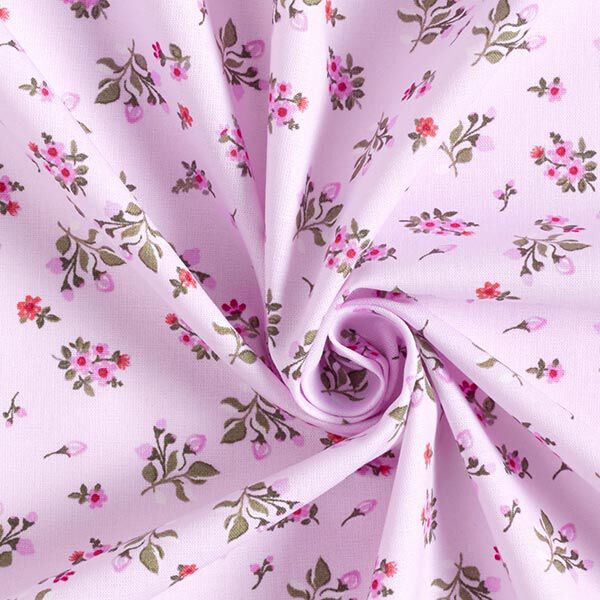 Baumwollpopeline süße Blümchen – rosa/rot