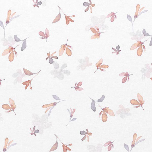 GOTS Baumwolljersey Aquarell-Blümchen – nebelgrau/roségold, image number 1