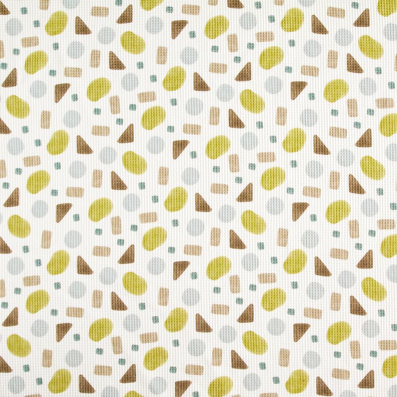 Waffelpiqué bunte Formen – moosgrün/elfenbein,  image number 1