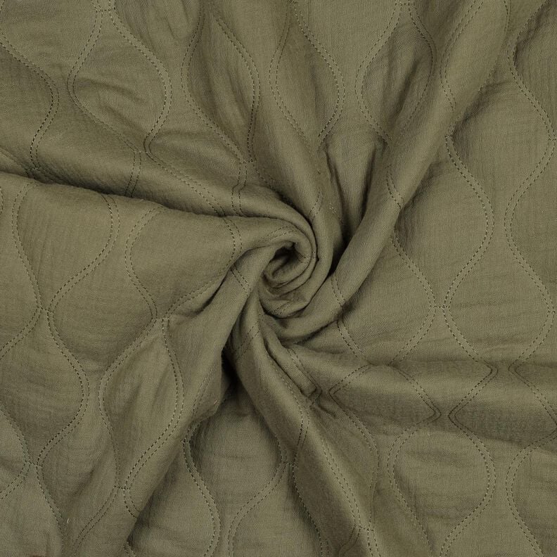 Steppstoff Musselin Wellen – hellkhaki, image number 3