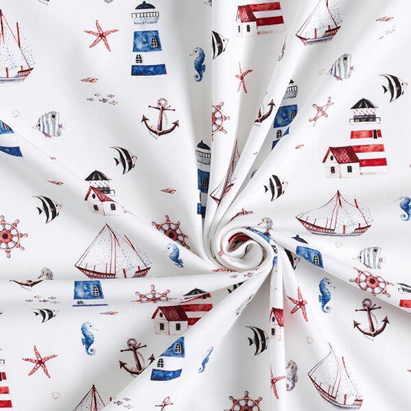 Baumwolljersey Leuchtturm & Anker Digitaldruck – wollweiss, image number 3