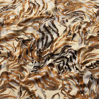 Viskosejersey abstrakte Pflanzen – beige, 