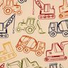 French Terry Sommersweat Baufahrzeuge | Poppy Fabrics – beige/marineblau,  thumbnail number 1