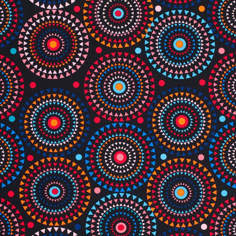 Badeanzugstoff Mandala – schwarzblau/feuerrot | Reststück 100cm,  image number 6