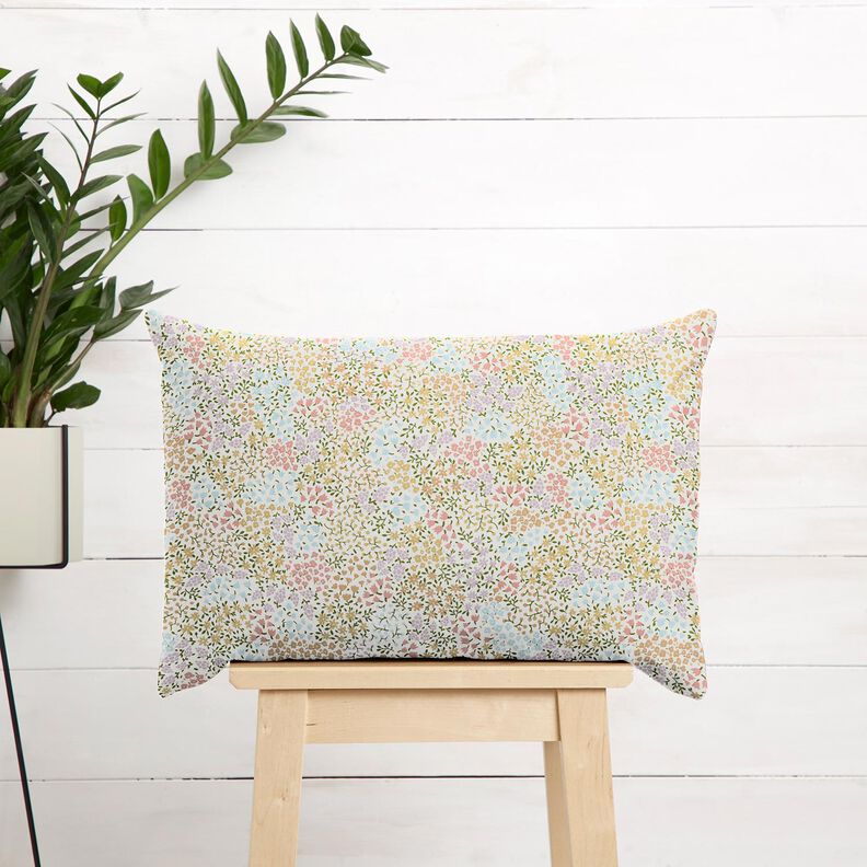 Dekostoff Halbpanama bunte Mini-Blüten – elfenbein/rosa,  image number 6