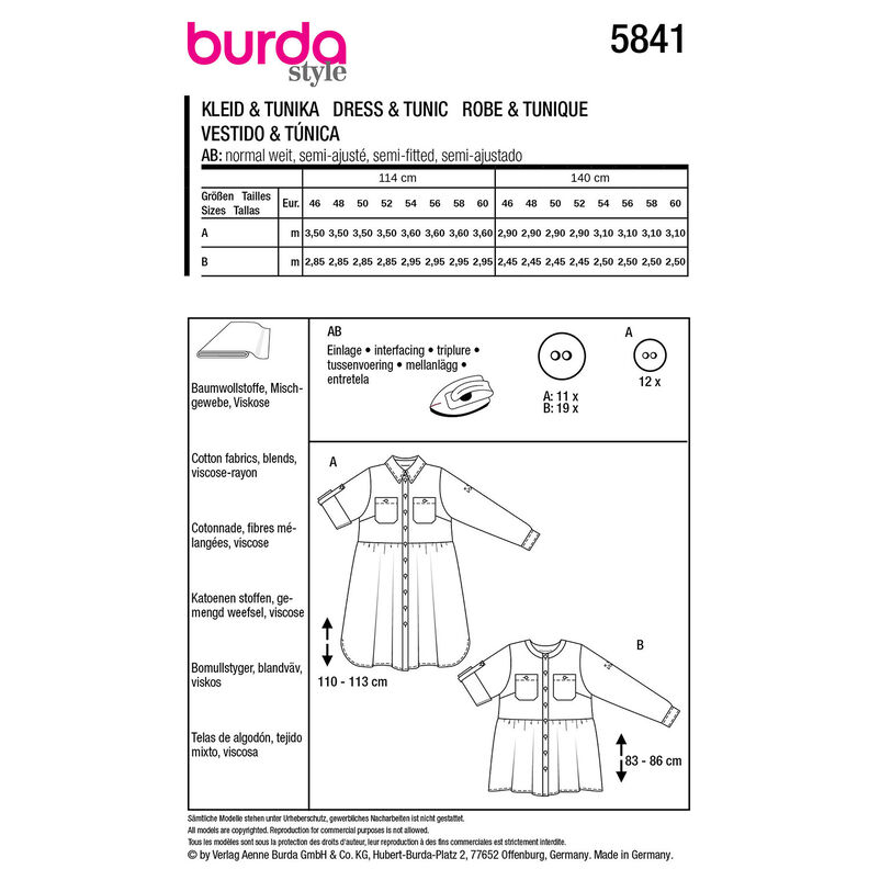 Plus-Size Kleid / Tunika | Burda 5841 | 46-60,  image number 9
