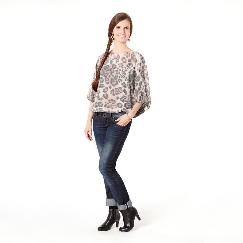 Chiffon Leo & Lurexstreifen – beige/schwarz,  image number 5