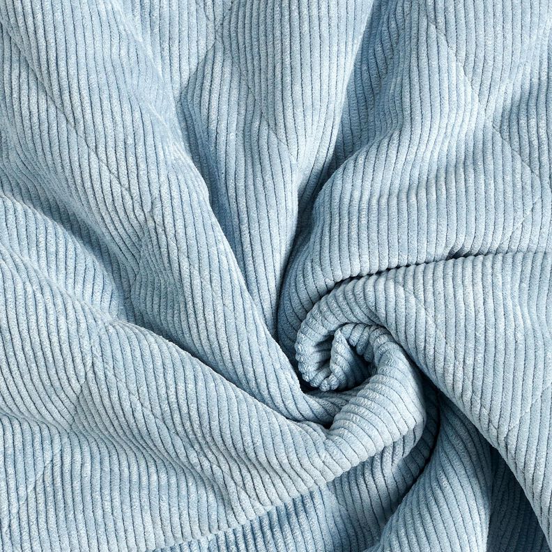 Steppstoff Cord mit Fellabseite Rauten – hellblau,  image number 4