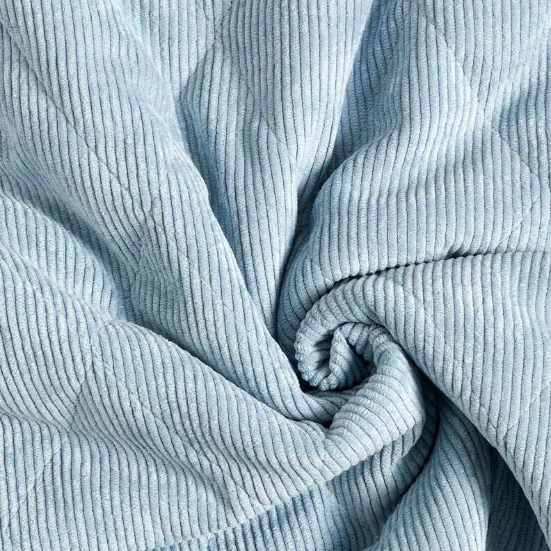 Steppstoff Cord mit Fellabseite Rauten – hellblau, image number 4