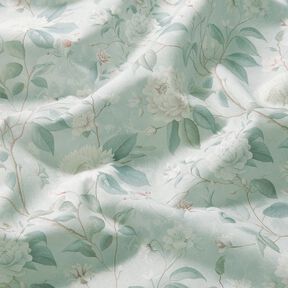 Baumwollstoff Popeline feine Blütenzweige – silberblau, 