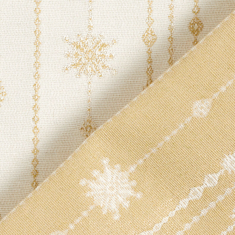 Dekostoff Jacquard Lurex Schneeflocken-Girlande – hellbeige/gold,  image number 4