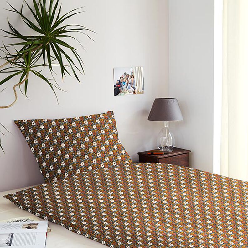 Baumwollstoff Cretonne Retro Blumen – karamell,  image number 8