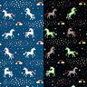 Dekostoff Glow in the Dark tanzende Einhörner – ozeanblau/rosa,  thumbnail number 1