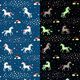 Dekostoff Glow in the Dark tanzende Einhörner – ozeanblau/rosa,  thumbnail number 1